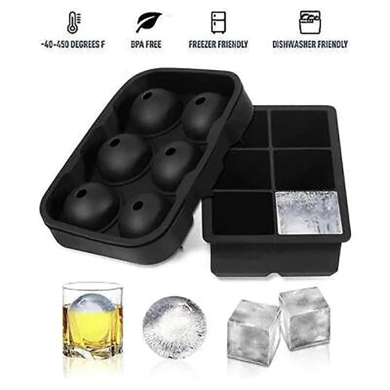 Large Ice Cube Tray Ball Maker Big Silicone Mold Sphere Whiskey Round Mould - Circular 6 grid V528-PSTYLE-CIRCULAR6GRID57744