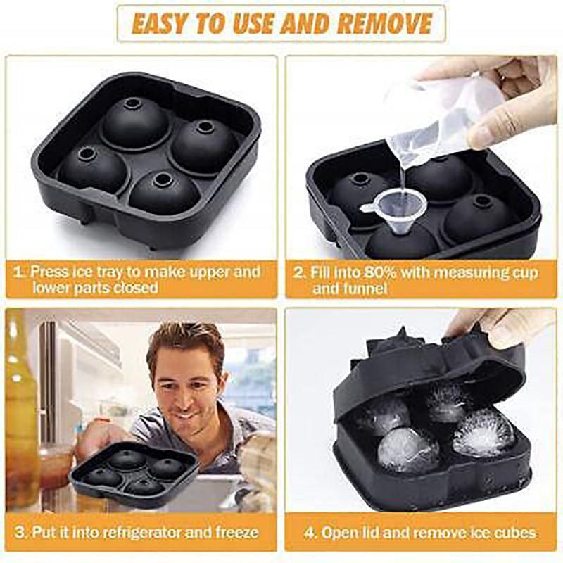 Large Ice Cube Tray Ball Maker Big Silicone Mold Sphere Whiskey Round Mould - Circular 6 grid V528-PSTYLE-CIRCULAR6GRID57744