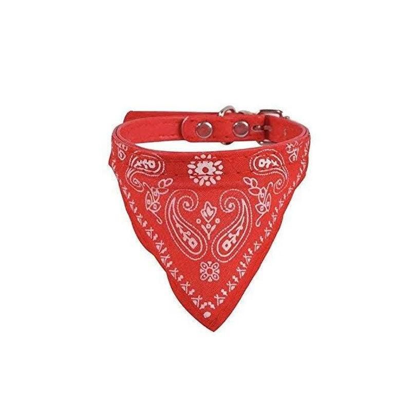 Adjustable Bandana Collar with Bell for Small Dogs and Cats Triangle Scarf Style - Red V528-PUCOLLAR-RED-75313