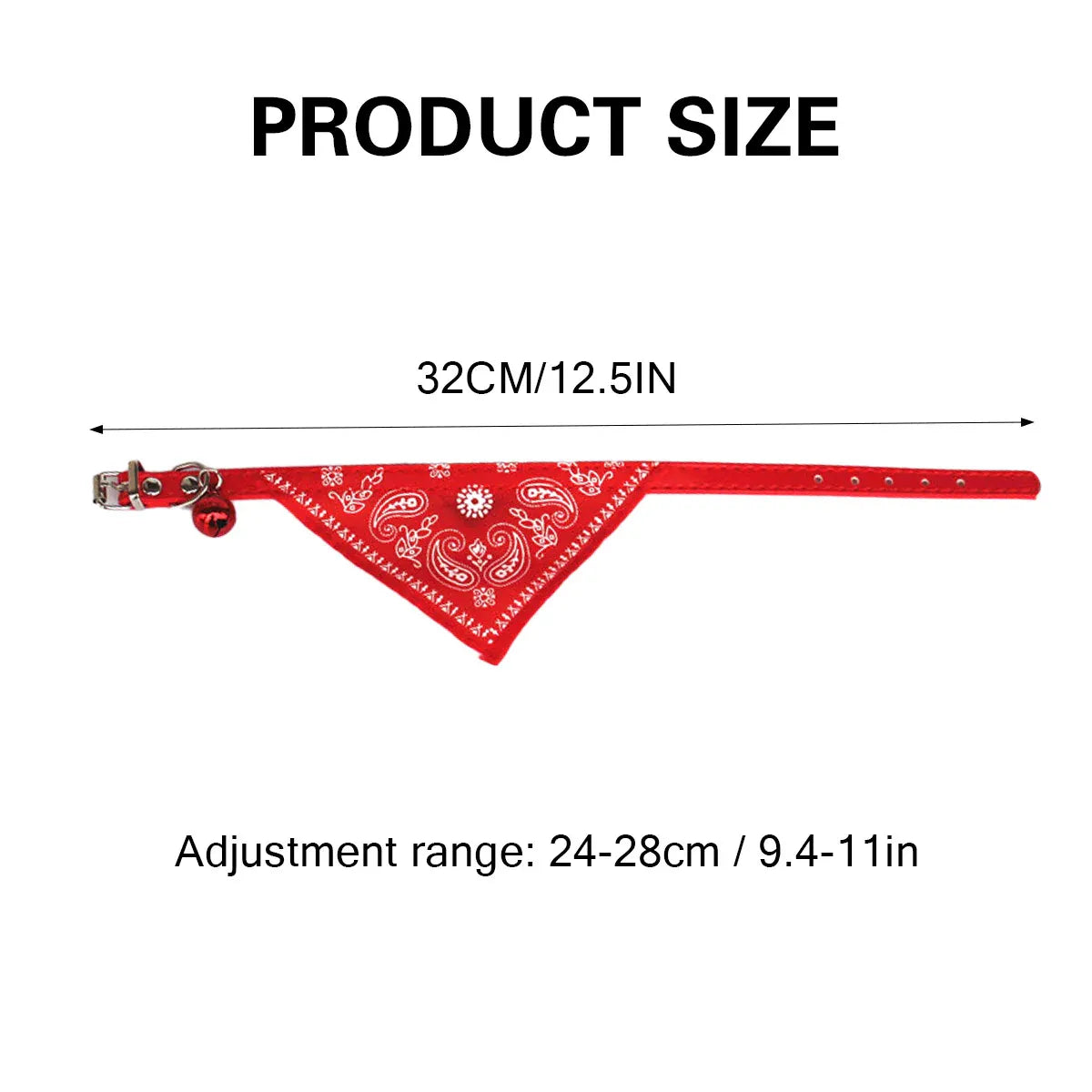 Adjustable Bandana Collar with Bell for Small Dogs and Cats Triangle Scarf Style - Red V528-PUCOLLAR-RED-75313