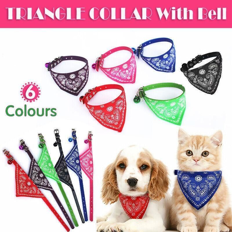 Adjustable Bandana Collar with Bell for Small Dogs and Cats Triangle Scarf Style - Rose Red V528-PUCOLLAR-ROSERED-21610