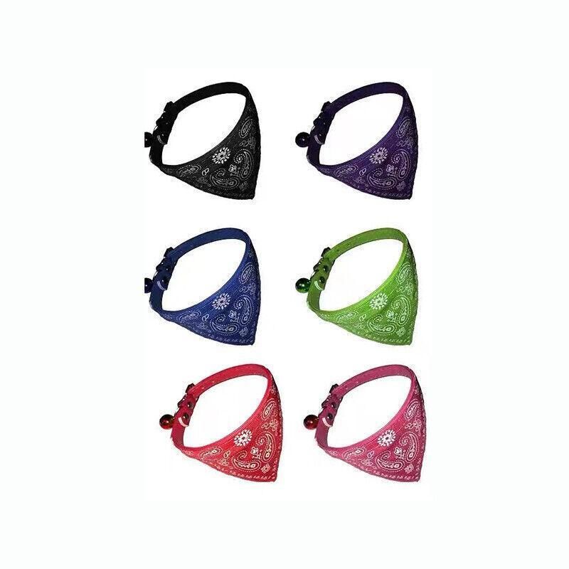 Adjustable Bandana Collar with Bell for Small Dogs and Cats Triangle Scarf Style - Rose Red V528-PUCOLLAR-ROSERED-21610