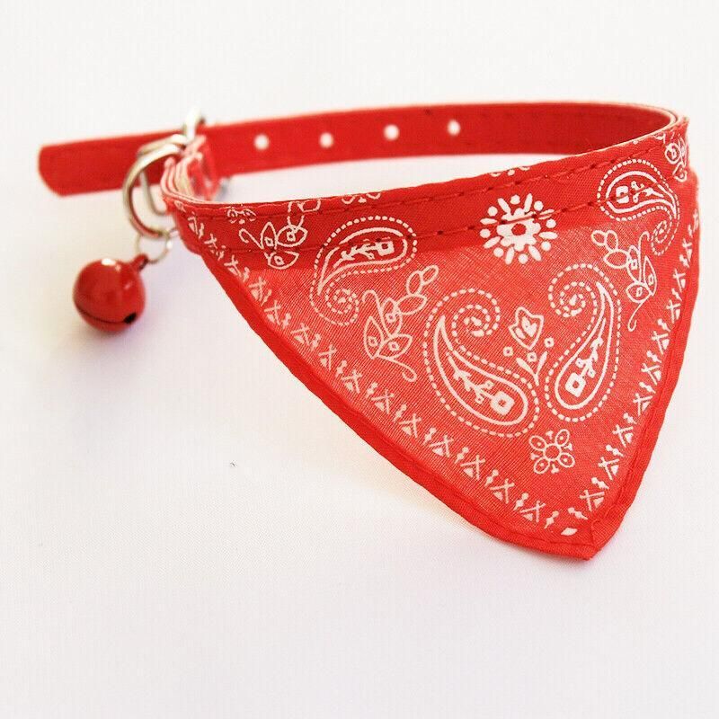 Adjustable Bandana Collar with Bell for Small Dogs and Cats Triangle Scarf Style - Rose Red V528-PUCOLLAR-ROSERED-21610