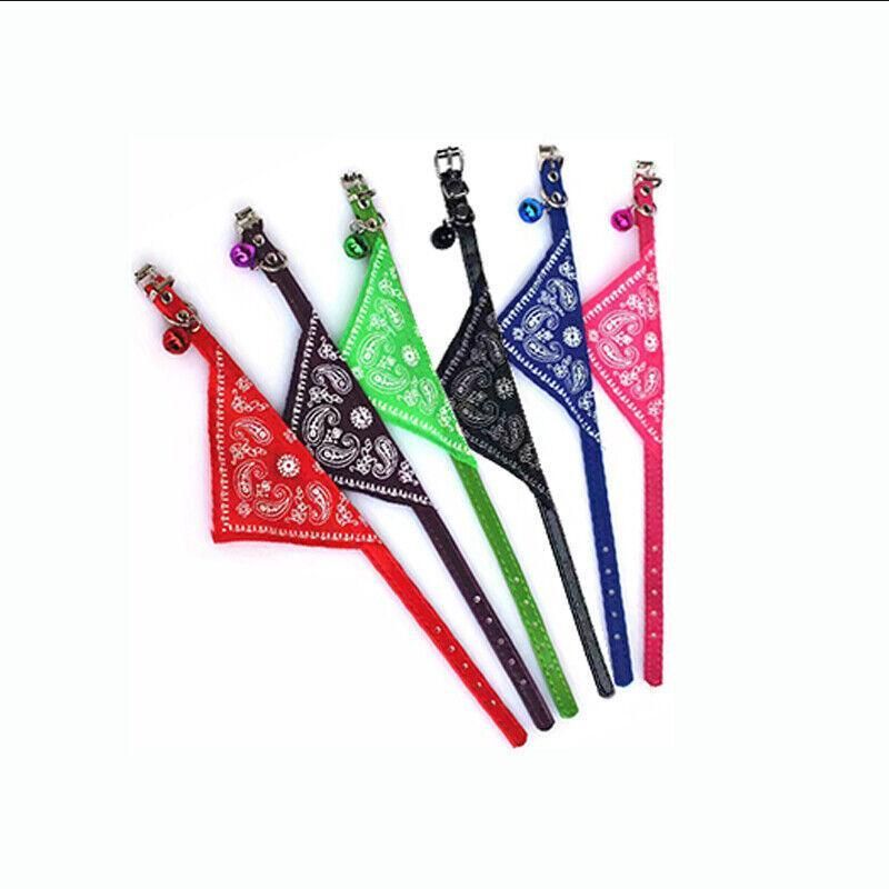 Adjustable Bandana Collar with Bell for Small Dogs and Cats Triangle Scarf Style - Rose Red V528-PUCOLLAR-ROSERED-21610