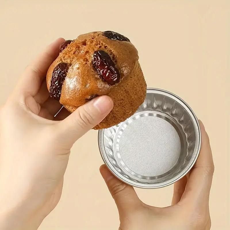 100Pcs Cake Tools Pudding Cake Aluminum Foil Baking Cups Cupcake Cup with Lids - 100pcs-Blue V528-PUDDING-CUP-100PCS-BLUE-656752