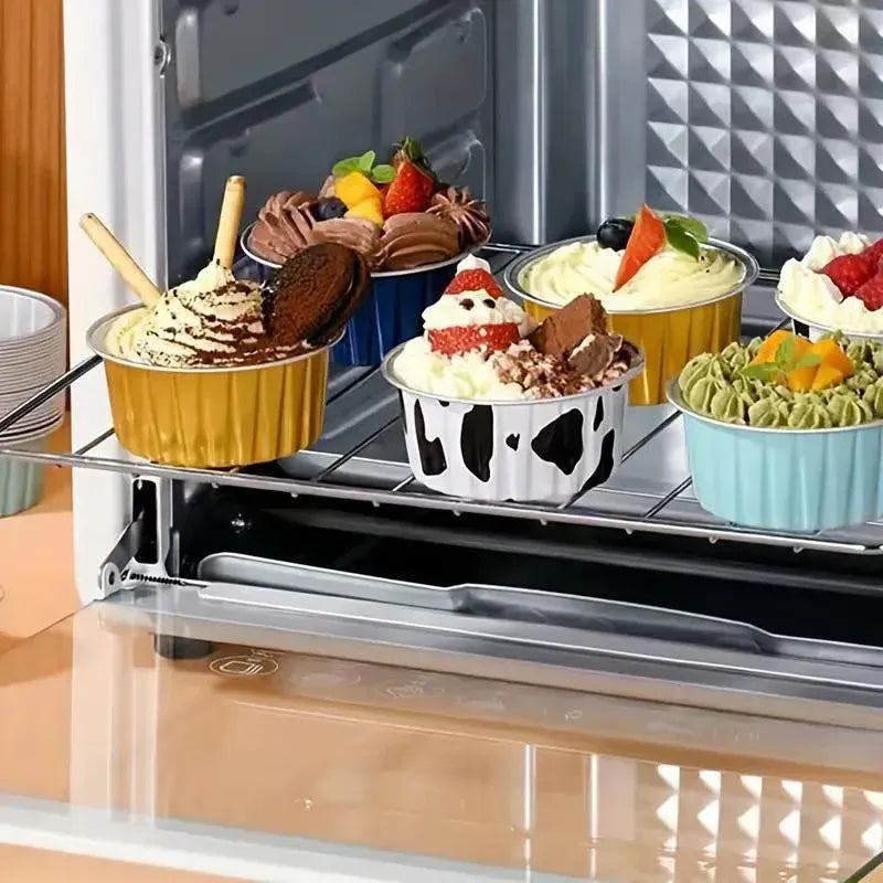 100Pcs Cake Tools Pudding Cake Aluminum Foil Baking Cups Cupcake Cup with Lids - 100pcs-Blue V528-PUDDING-CUP-100PCS-BLUE-656752
