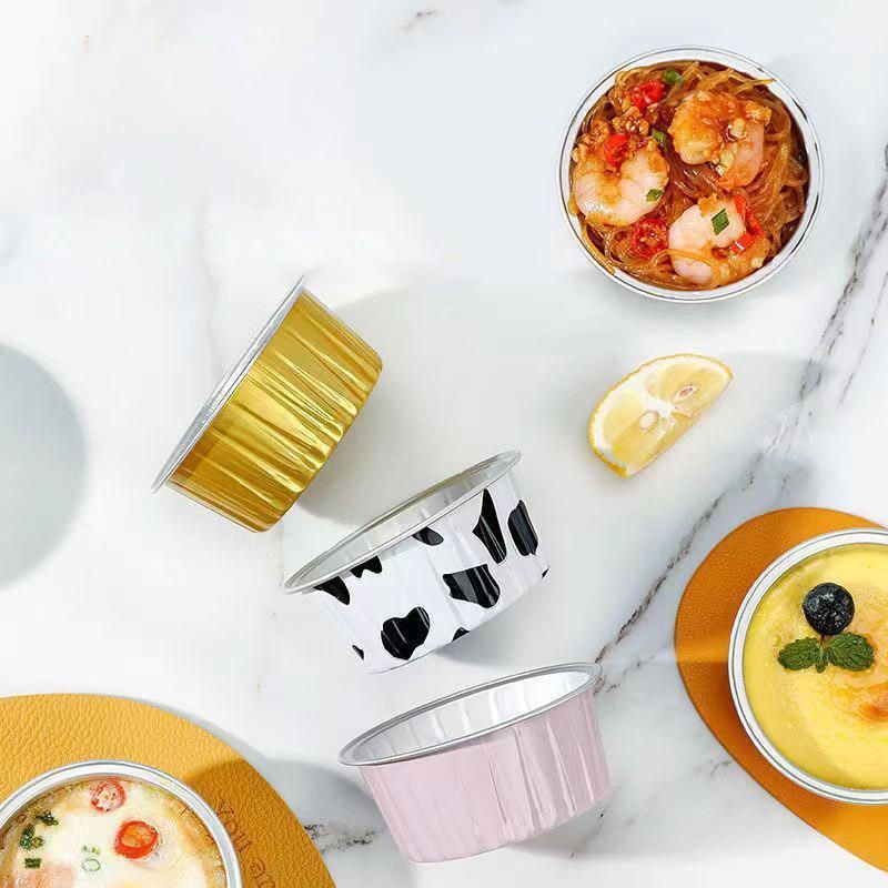 100Pcs Cake Tools Pudding Cake Aluminum Foil Baking Cups Cupcake Cup with Lids - 100pcs-Cow V528-PUDDING-CUP-100PCS-COW-925952
