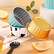 100Pcs Cake Tools Pudding Cake Aluminum Foil Baking Cups Cupcake Cup with Lids - 100pcs-Cow V528-PUDDING-CUP-100PCS-COW-925952