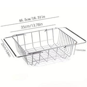 Stainless Steel Sink Draining Basket Telescopic Dish Rack Kitchen Storage Holder V528-PULL-BASKET-743025