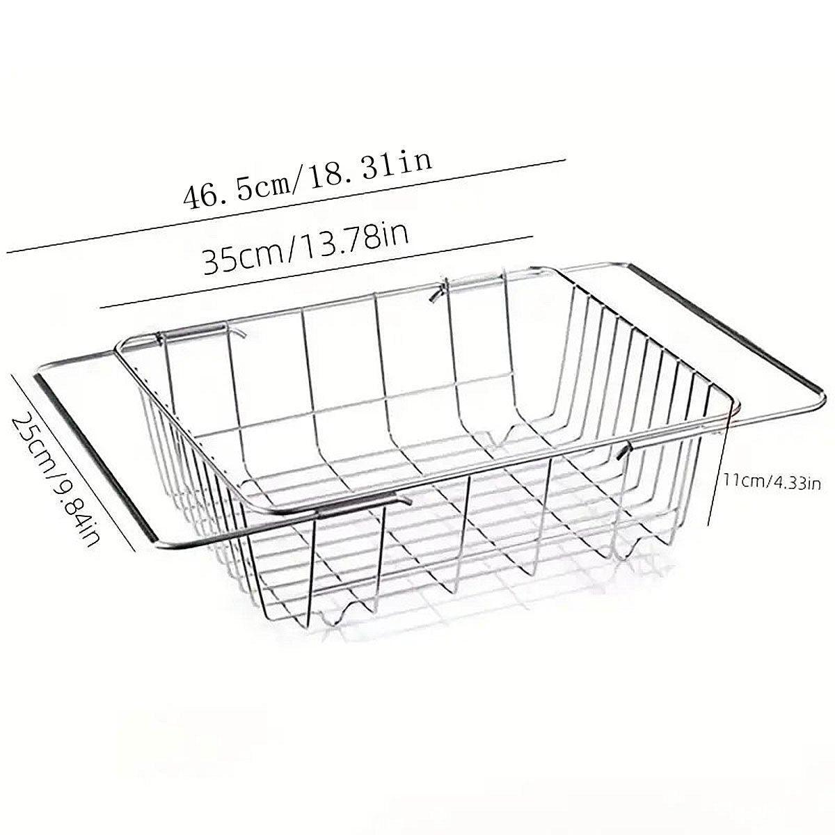 Stainless Steel Sink Draining Basket Telescopic Dish Rack Kitchen Storage Holder V528-PULL-BASKET-743025