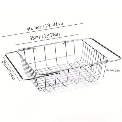 Stainless Steel Sink Draining Basket Telescopic Dish Rack Kitchen Storage Holder V528-PULL-BASKET-743025