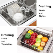 Stainless Steel Sink Draining Basket Telescopic Dish Rack Kitchen Storage Holder V528-PULL-BASKET-743025