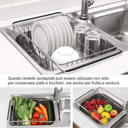 Stainless Steel Sink Draining Basket Telescopic Dish Rack Kitchen Storage Holder V528-PULL-BASKET-743025