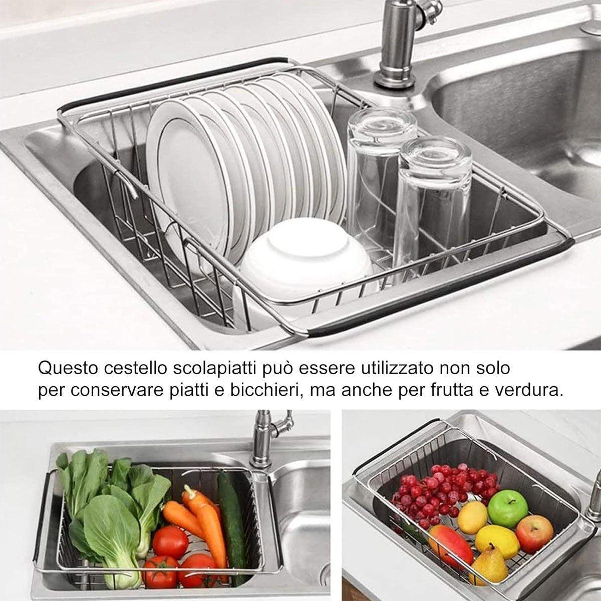 Stainless Steel Sink Draining Basket Telescopic Dish Rack Kitchen Storage Holder V528-PULL-BASKET-743025