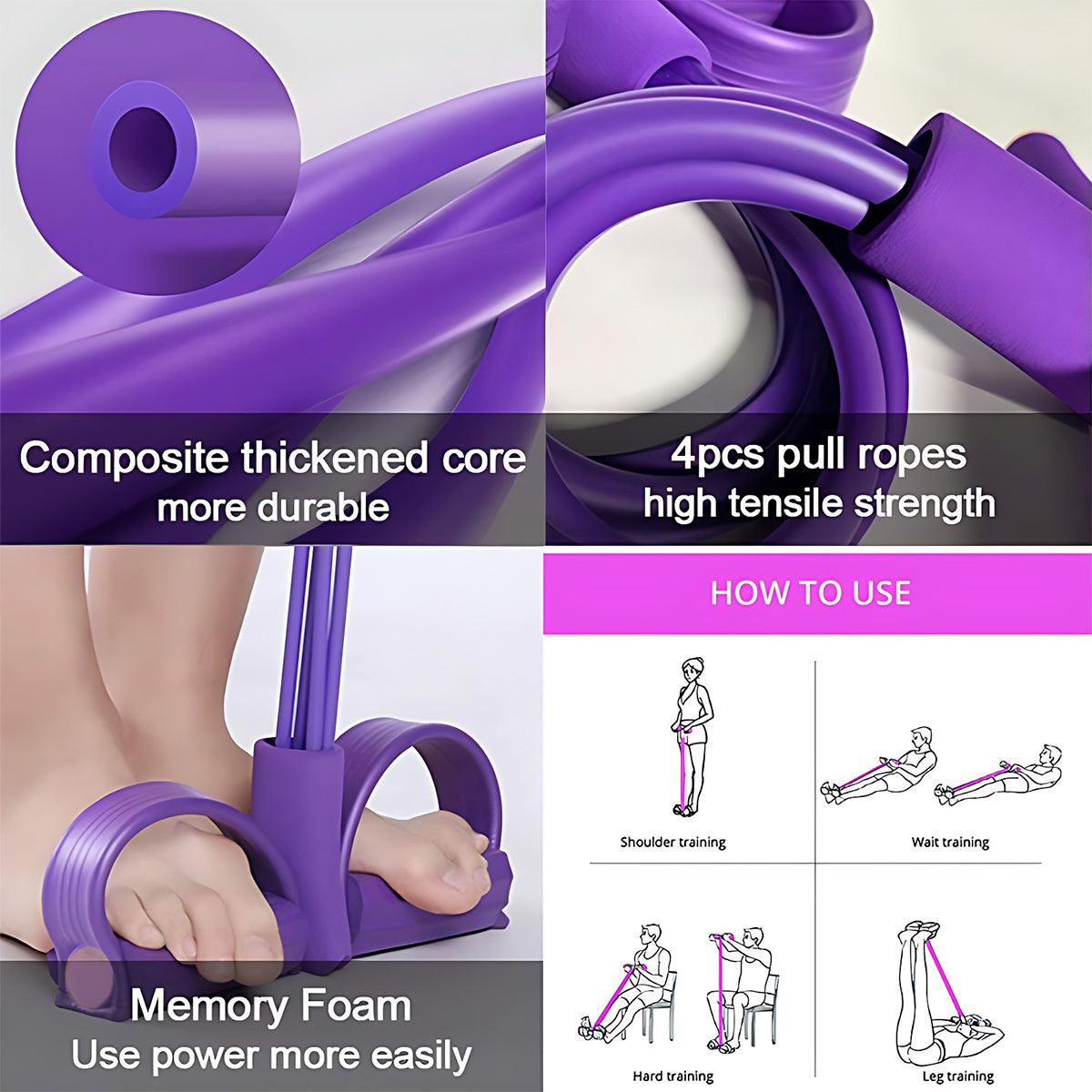 Multi-Function Exercise Tension Rope Foot Pedal Resistance Fitness Pull Bands - Red V528-PULLROPE-RED-71473