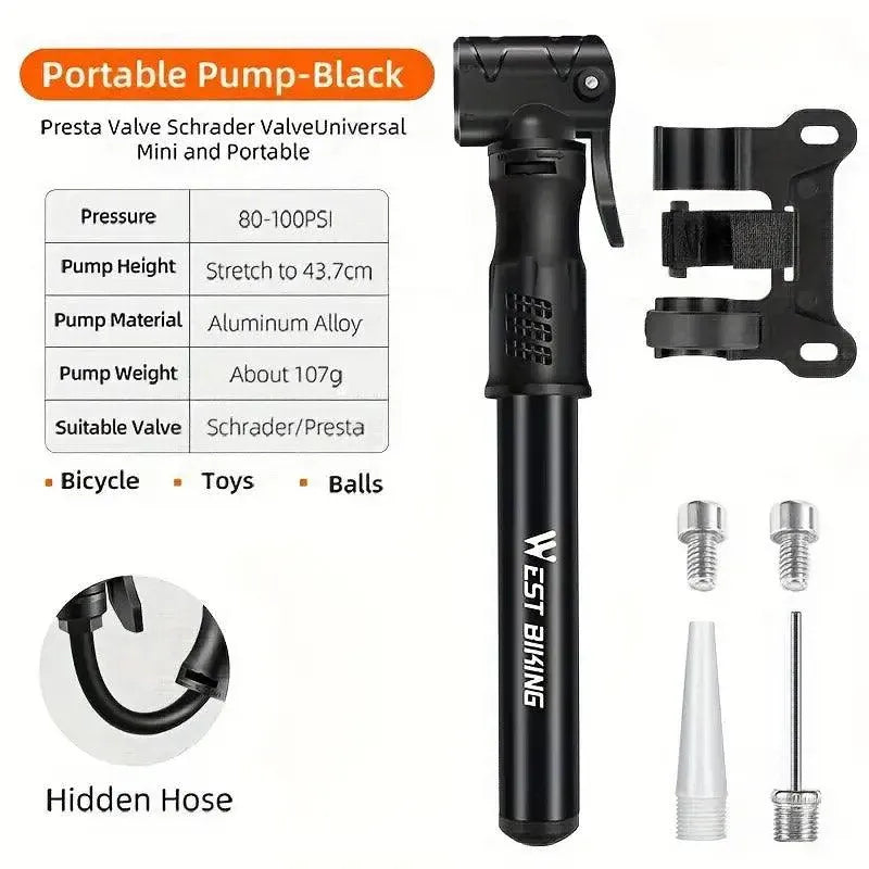 Portable Bicycle Pump Mini Inflatable Tube Pump Tire Inflator for Bike Cycling - Black V528-PUMP-BLACK-636015