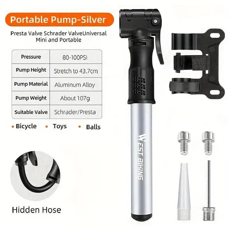 Portable Bicycle Pump Mini Inflatable Tube Pump Tire Inflator for Bike Cycling - Black V528-PUMP-BLACK-636015