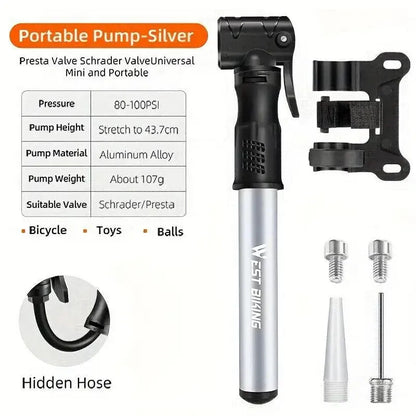 Portable Bicycle Pump Mini Inflatable Tube Pump Tire Inflator for Bike Cycling - Black V528-PUMP-BLACK-636015