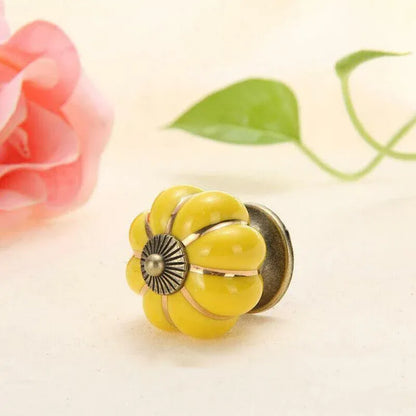 Pumpkin Ceramic Vintage Door Knobs Cabinet Drawer Cupboard Kitchen Pull Handle V528-PUMPKIN-BLACK-35780