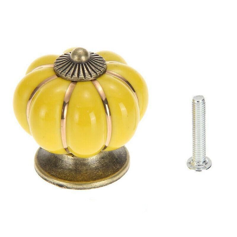 Pumpkin Ceramic Vintage Door Knobs Cabinet Drawer Cupboard Kitchen Pull Handle V528-PUMPKIN-BLACK-35780