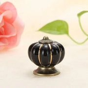Pumpkin Ceramic Vintage Door Knobs Cabinet Drawer Cupboard Kitchen Pull Handle V528-PUMPKIN-BLACK-35780