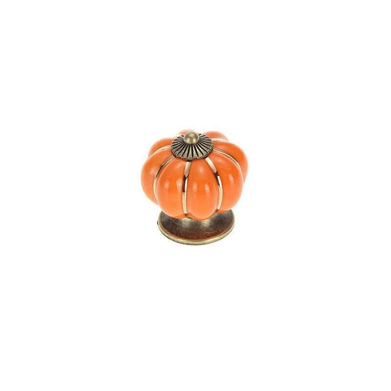 Pumpkin Ceramic Vintage Door Knobs Cabinet Drawer Cupboard Kitchen Pull Handle V528-PUMPKIN-BLACK-35780