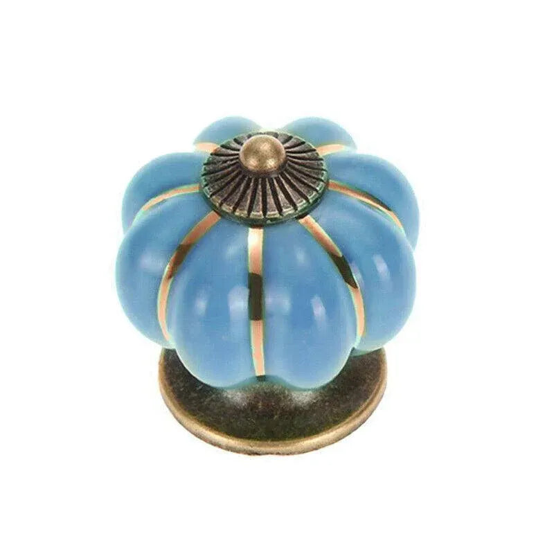 Pumpkin Ceramic Vintage Door Knobs Cabinet Drawer Cupboard Kitchen Pull Handle V528-PUMPKIN-BLACK-35780