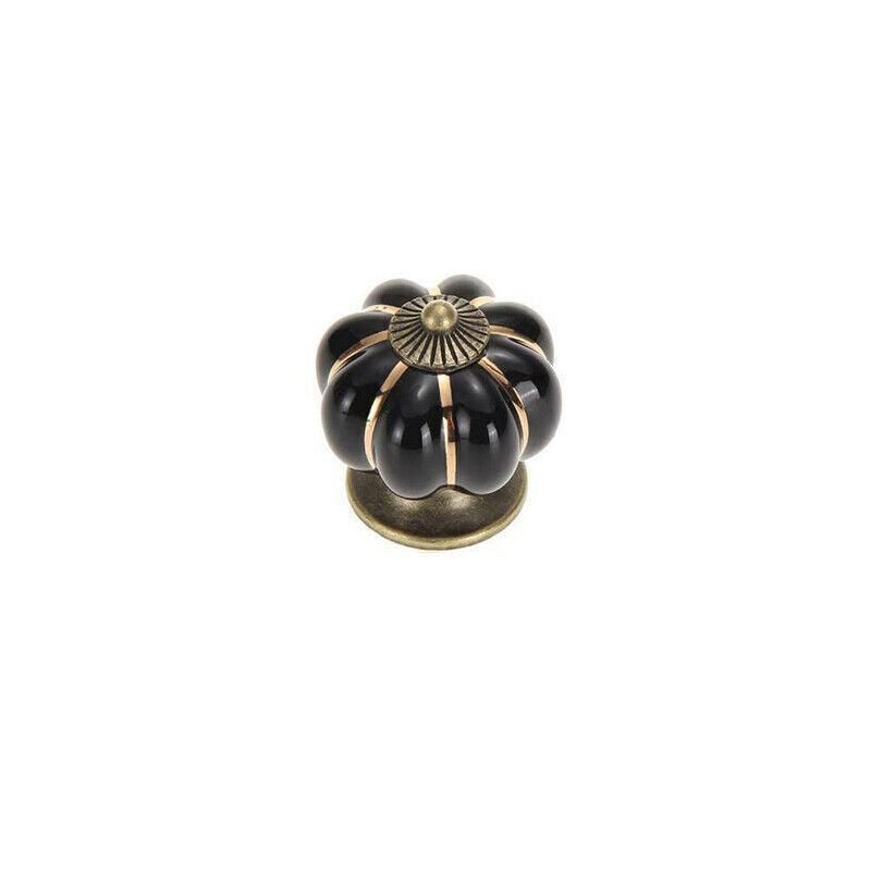 Pumpkin Ceramic Vintage Door Knobs Cabinet Drawer Cupboard Kitchen Pull Handle V528-PUMPKIN-BLACK-35780