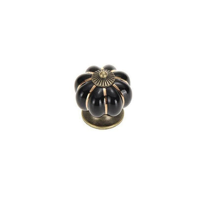 Pumpkin Ceramic Vintage Door Knobs Cabinet Drawer Cupboard Kitchen Pull Handle V528-PUMPKIN-BLACK-35780