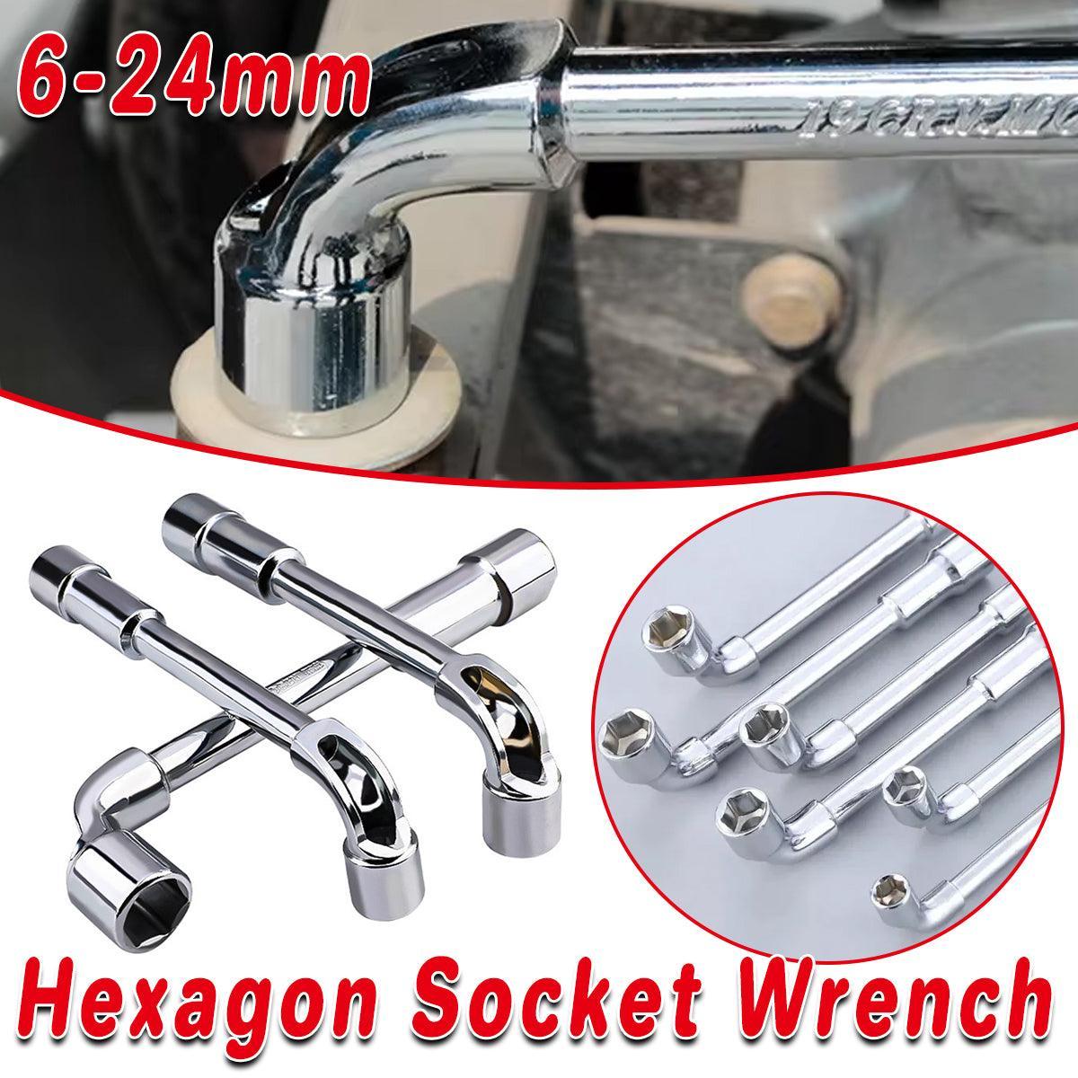6-23mm L Shaped Socket Wrench Elbow Multi Size Hardware Repair Tool Set - 10mm