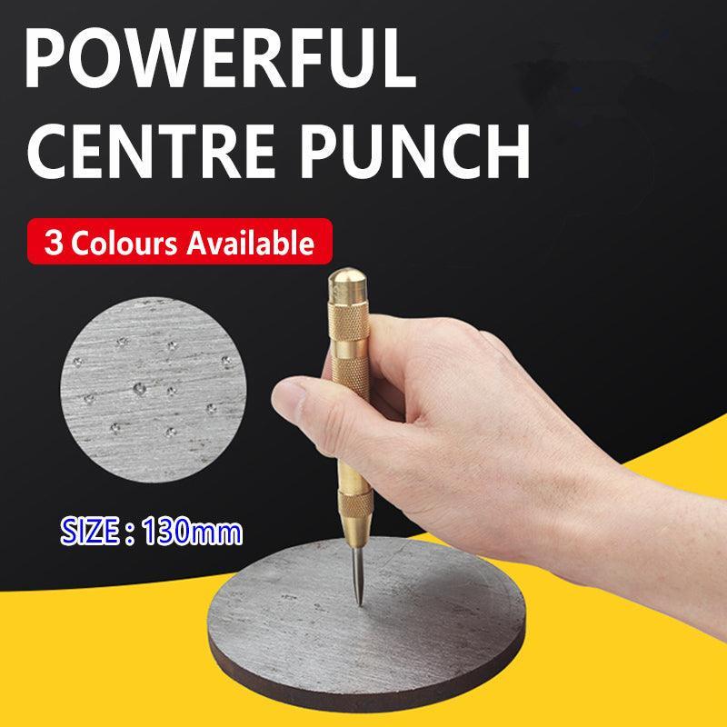 130mm Spring Loaded Centre Punch Automatic Brass Marking Tool Heavy Duty - Silver V528-PUNCHBRASS-SLIVER-525693
