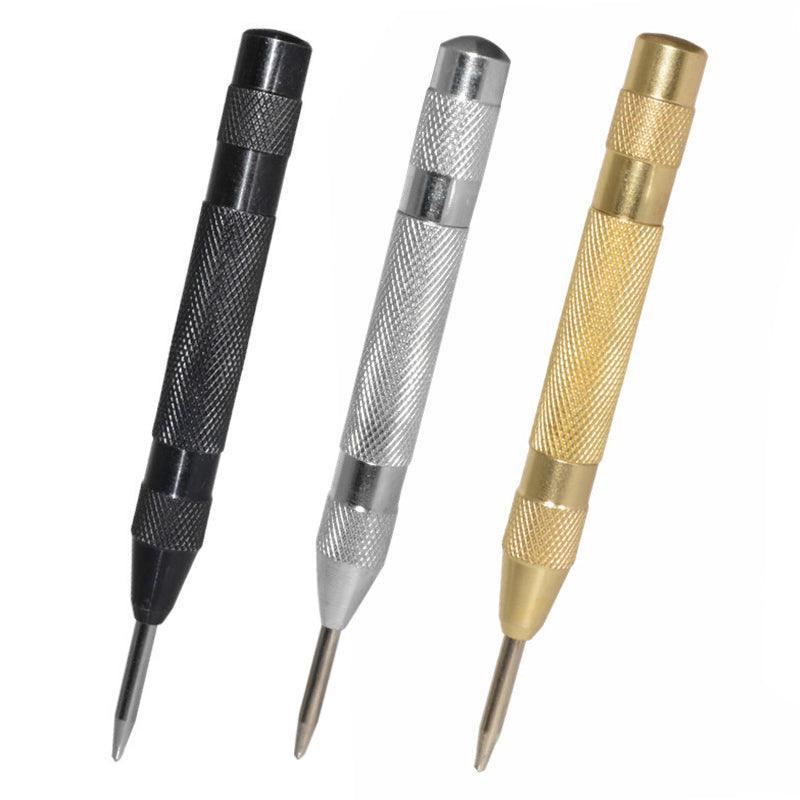 130mm Spring Loaded Centre Punch Automatic Brass Marking Tool Heavy Duty - Silver V528-PUNCHBRASS-SLIVER-525693