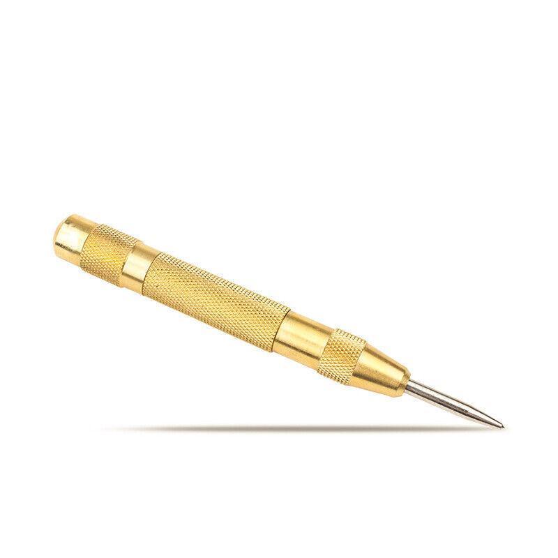 130mm Spring Loaded Centre Punch Automatic Brass Marking Tool Heavy Duty - Silver V528-PUNCHBRASS-SLIVER-525693
