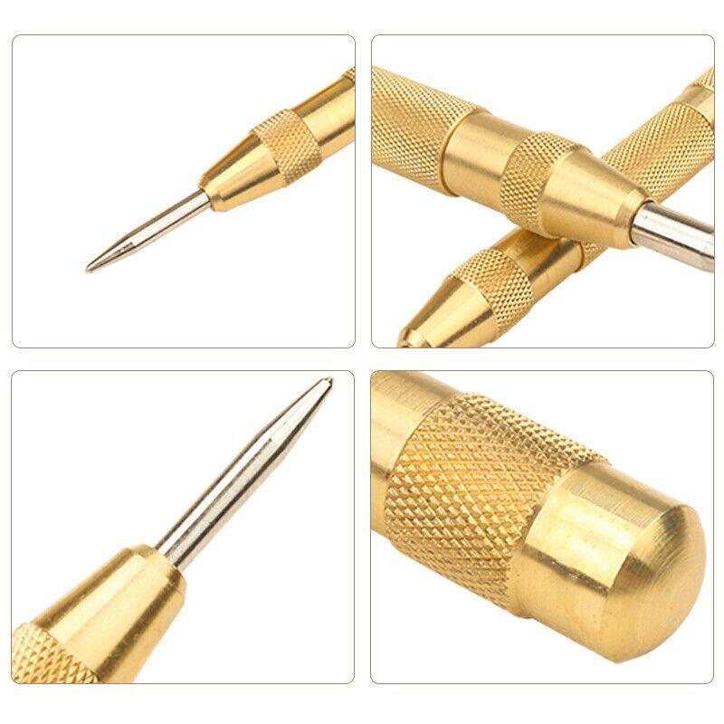 130mm Spring Loaded Centre Punch Automatic Brass Marking Tool Heavy Duty - Silver V528-PUNCHBRASS-SLIVER-525693