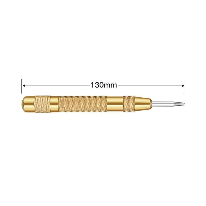 130mm Spring Loaded Centre Punch Automatic Brass Marking Tool Heavy Duty - Yellow V528-PUNCHBRASS-YELLOW-530557