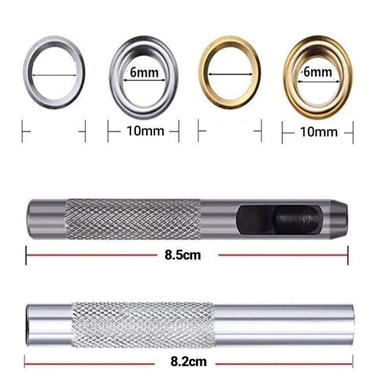 Eyelet Punch Die Tool Kit with 100 Sets of 6mm Grommets for Leather Craft V528-PUNCHDIETOOL-263592