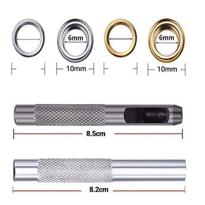 Eyelet Punch Die Tool Kit with 100 Sets of 6mm Grommets for Leather Craft V528-PUNCHDIETOOL-263592