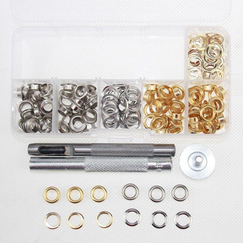 Eyelet Punch Die Tool Kit with 100 Sets of 6mm Grommets for Leather Craft V528-PUNCHDIETOOL-263592