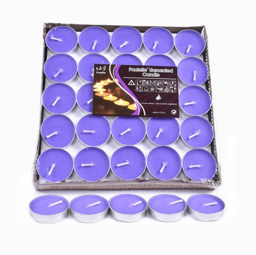 Tealight Candles 10 or 50 Pack Unscented Long Burning for Wedding Party Decor - Purple- 2 Hours10PCS V528-PURPLE-2HOURS10PCS75385