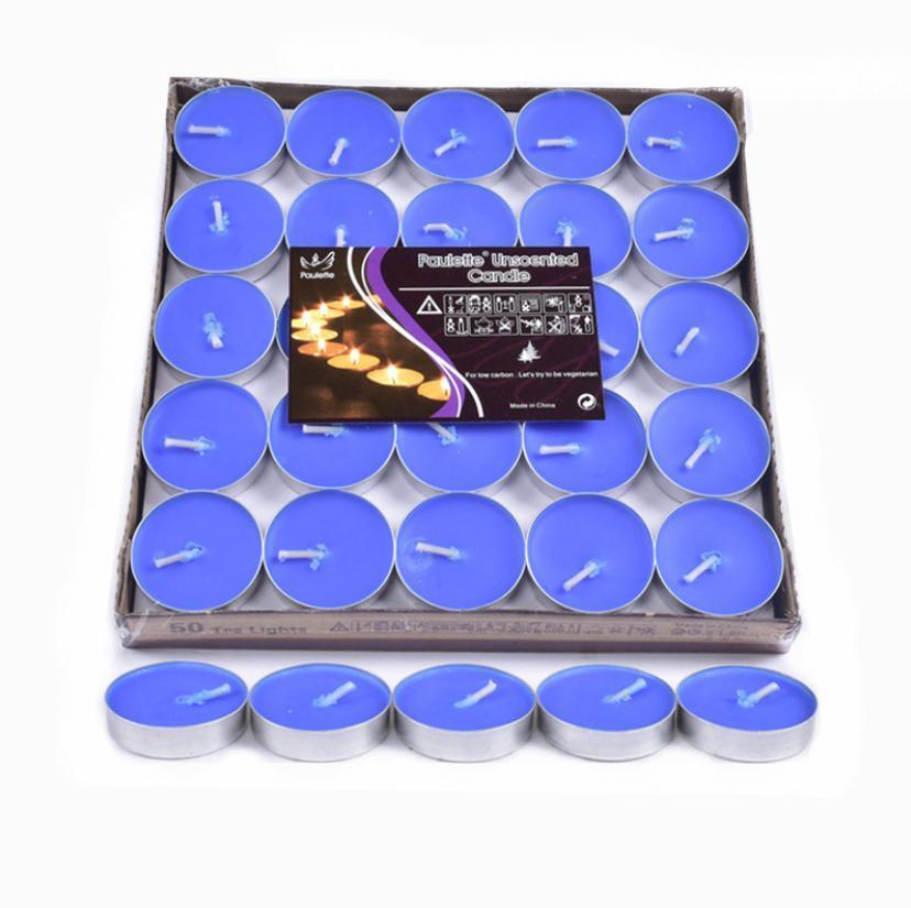 Tealight Candles 10 or 50 Pack Unscented Long Burning for Wedding Party Decor - Purple- 2 Hours10PCS V528-PURPLE-2HOURS10PCS75385