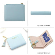Ladies Short Wallet Small Leather Purse Folding Card Holder Coin Pocket Tassel Design - Red V528-PURSE-RED-6014899