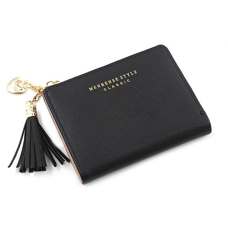 Ladies Short Wallet Small Leather Purse Folding Card Holder Coin Pocket Tassel Design - Red V528-PURSE-RED-6014899