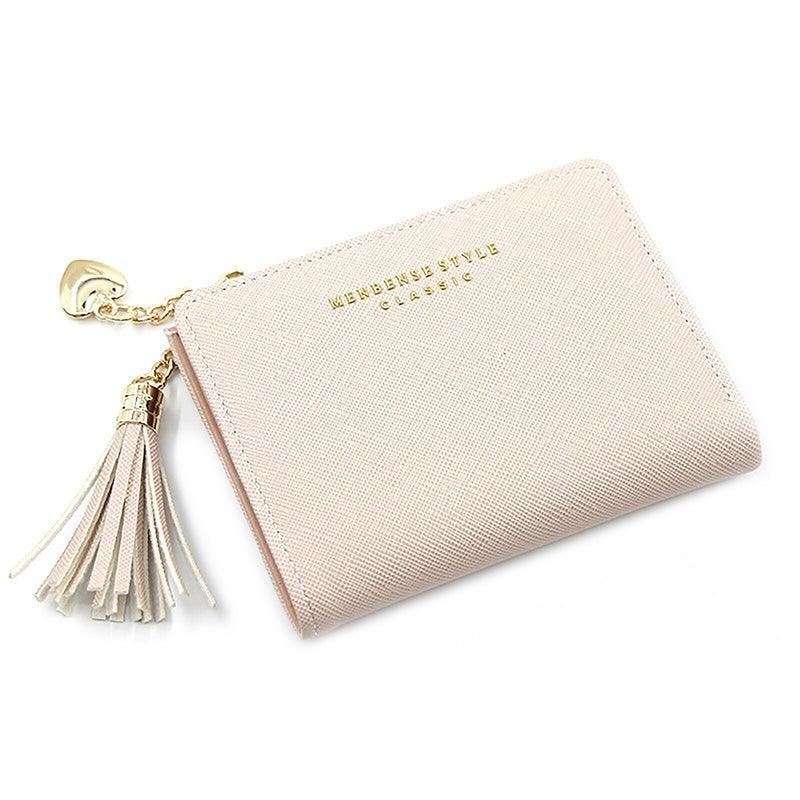 Ladies Short Wallet Small Leather Purse Folding Card Holder Coin Pocket Tassel Design - Red V528-PURSE-RED-6014899