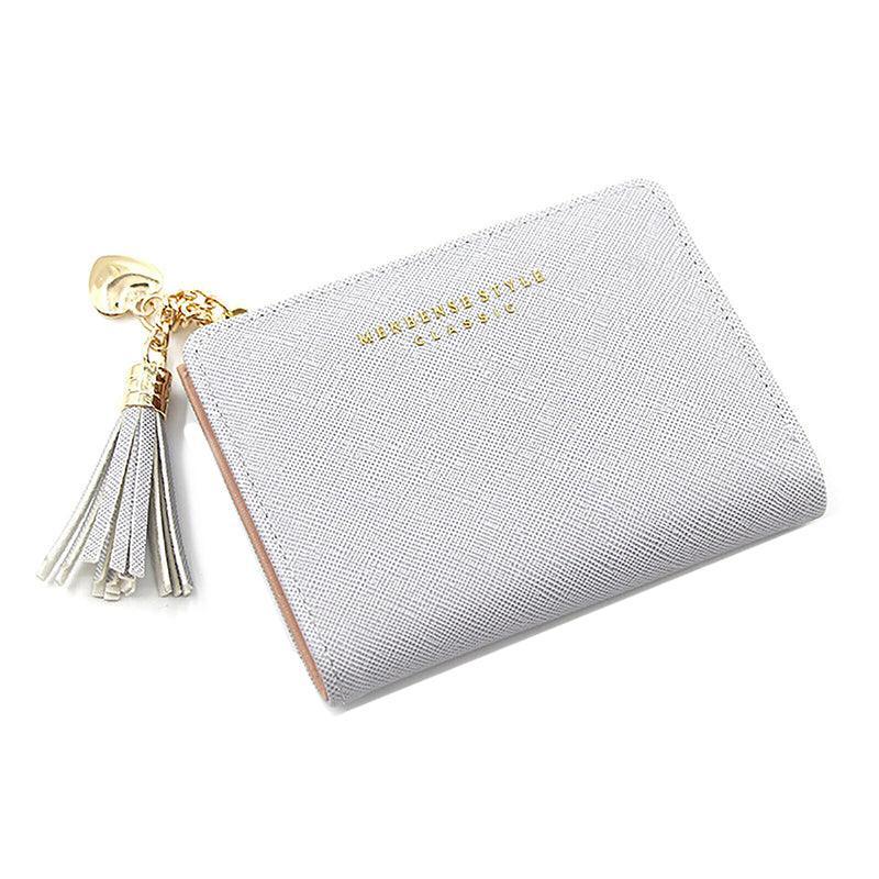 Ladies Short Wallet Small Leather Purse Folding Card Holder Coin Pocket Tassel Design - Red V528-PURSE-RED-6014899