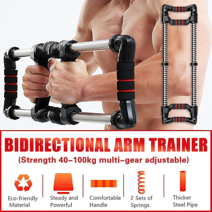 Arm Trainer Pull Press Bar 100kg Resistance Chest Abdomen Home Fitness Equipment V528-PUSH-BAR-BLACK-GZSX-685442
