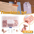465PCS Rose Gold Thumbtacks Binder Clips Push Pins Set Office Supplies With Box V528-PUSHPIN-SET-ROSE-GOLD-241258