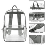 Waterproof Transparent Backpack Double Shoulder Large Capacity School Travel Bag V528-PVC-GREY-427731