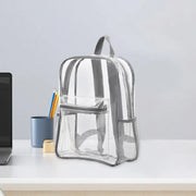 Waterproof Transparent Backpack Double Shoulder Large Capacity School Travel Bag V528-PVC-GREY-427731