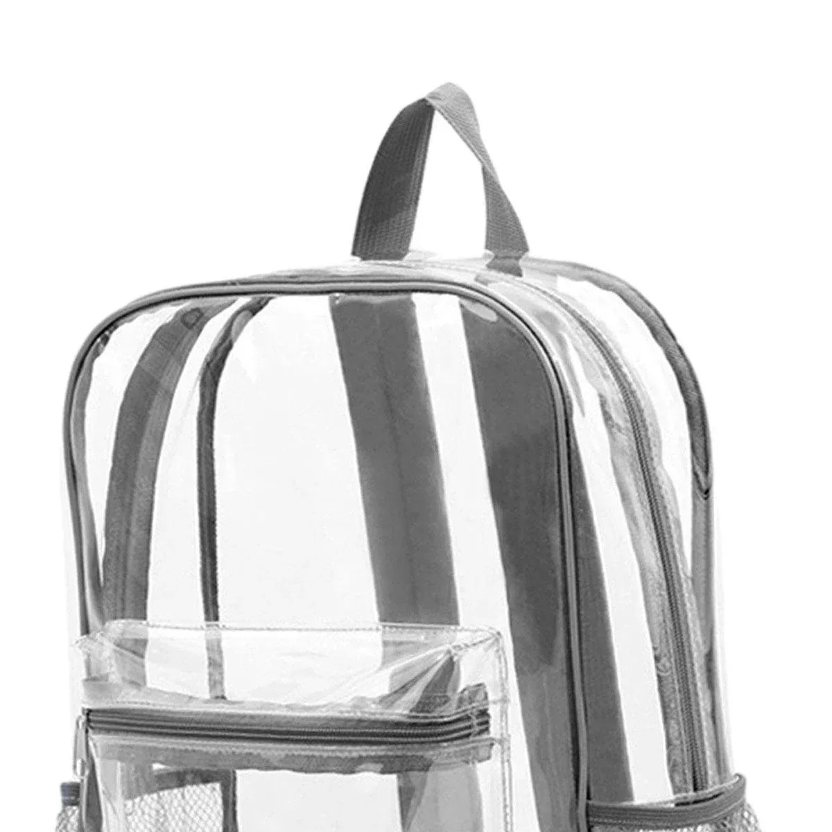 Waterproof Transparent Backpack Double Shoulder Large Capacity School Travel Bag V528-PVC-GREY-427731