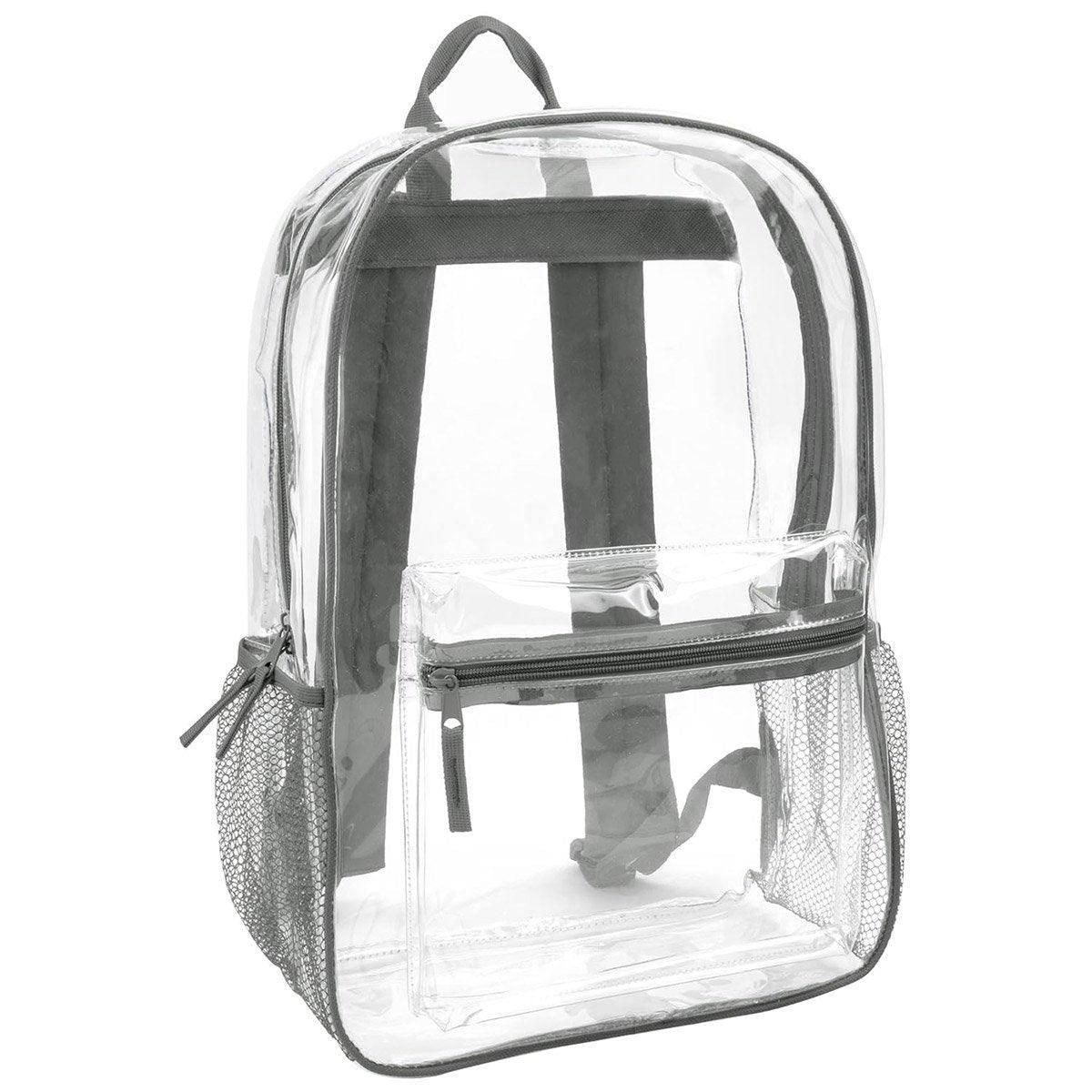 Waterproof Transparent Backpack Double Shoulder Large Capacity School Travel Bag V528-PVC-GREY-427731